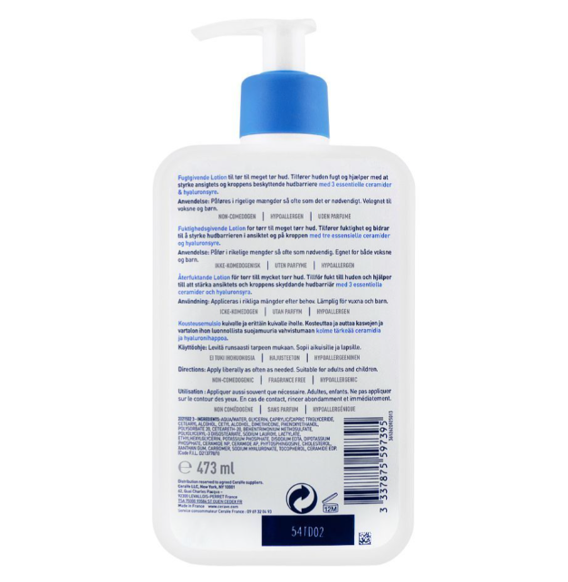 CeraVe Fragrance Free Moisturising Lotion, Dry To Very Dry Skin, 473ml - Image 3