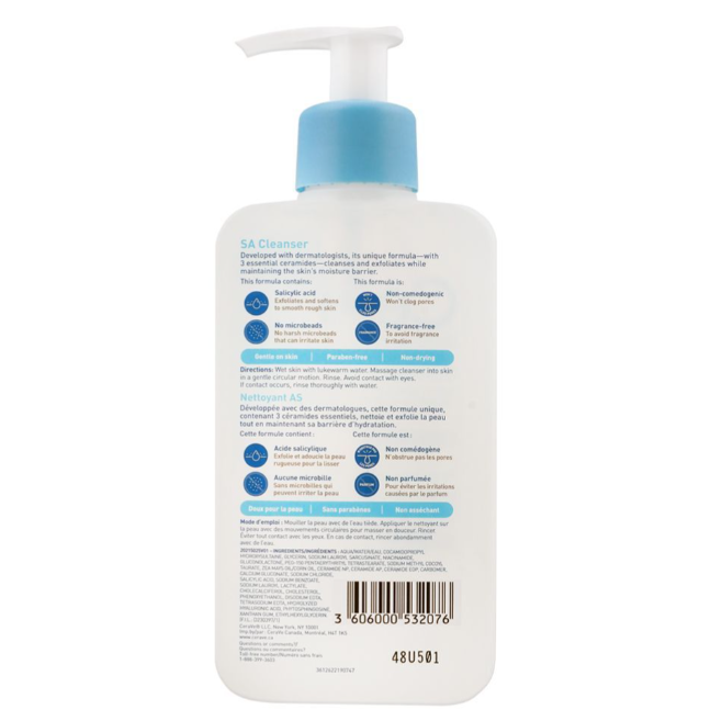 CeraVe SA Smoothing Cleanser with Salicylic Acid – Gently Exfoliates & Softens Skin (236ml) - Image 3